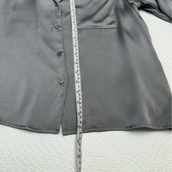 Anine Bing Grey Silk Long Sleeve Button Down Blouse Size S - Picture 14 of 15